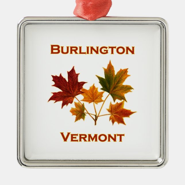 Ornamento De Metal Folhagem de outono de Burlington Vermont - folhas (Frente)