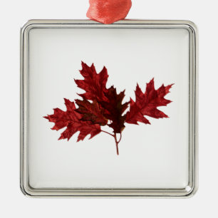 Ornamento De Metal Folhas do carvalho vermelho