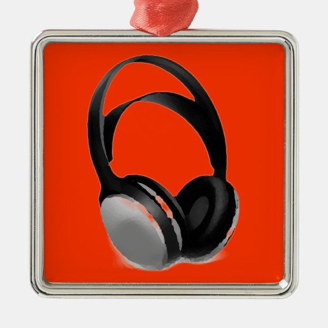 Ornamento De Metal Fone de ouvido pop Art (Frente)