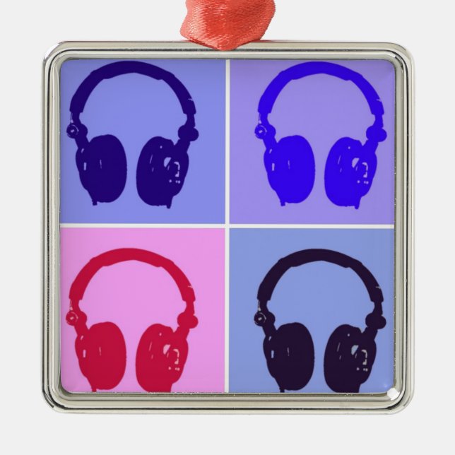Ornamento De Metal Fones de ouvido pop (Frente)