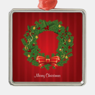 Ornamento De Metal Fora De Natal Verde E Vermelho