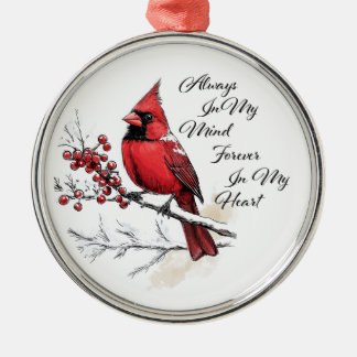 Ornamento De Metal Forever in My Heart – Cardinal Memorial Ornament