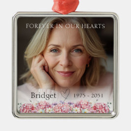 Ornamento De Metal Forever In Our Hearts Pink Hydrangea Remembrance