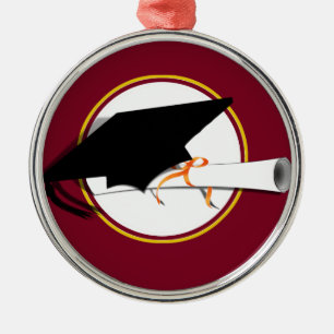 Ornamento De Metal Formando Boné Inclinação com Cores Vermelhas e Dou