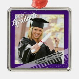 Ornamento De Metal Formando, borda roxa editável, foto