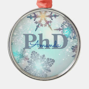 Ornamento De Metal Formatura Cute de Doutorado Nome Personalizado Azu