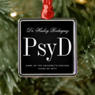 Ornamento De Metal Formatura em Psicologia Doutor PsyD Elegante