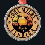 Ornamento De Metal Fort Myers Beach Retro - Florida Souvenirs<br><div class="desc">Fort Myers Design de praia. Design sunset com sua praia e mar favoritos na Flórida,  adequado para amantes de praia nos EUA especialmente que amam Fort Myers Beach.</div>