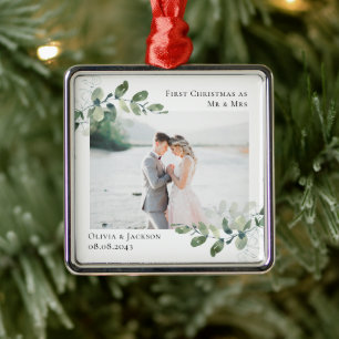 Ornamento De Metal Foto Chic Eucalyptus Wedding