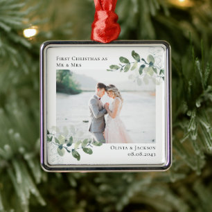 Ornamento De Metal Foto Chic Eucalyptus Wedding