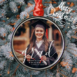 Ornamento De Metal Foto Clássica de Script Moderno Simples do formand<br><div class="desc">Este design simples e clássico é composto de sans serif e tipografia cursiva divertida e adiciona uma foto personalizada.</div>