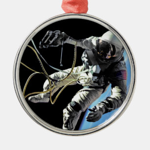 Ornamento De Metal Foto da primeira caminhada espacial do astronauta