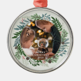 Ornamento De Metal Foto da Wreath de Natal