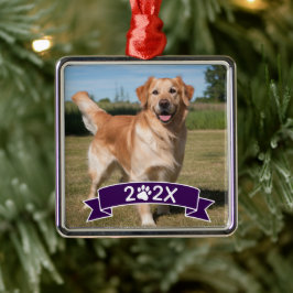 Ornamento De Metal Foto de animal de estimação personalizada com ano