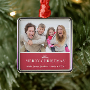 Ornamento De Metal Foto de Bagas Vermelhas de Natal Moderno