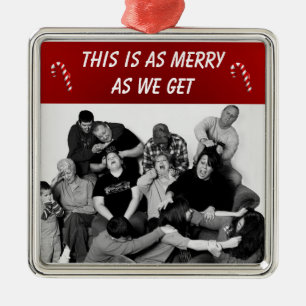 Ornamento De Metal Foto de família customizável engraçada