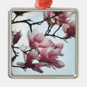 Ornamento De Metal Foto de Flores de Árvore da Magnolia Tulip Saucer
