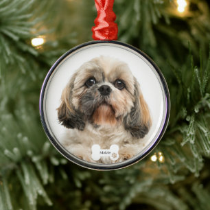 Ornamento De Metal Foto de Natal de Cachorro de Estimação
