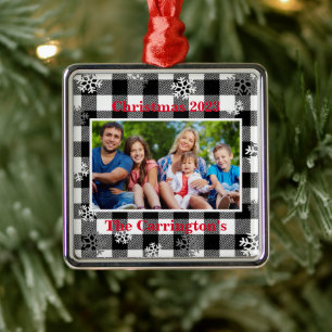 Ornamento De Metal Foto de Natal Flocos de Neve Nome Buffalo Check Me