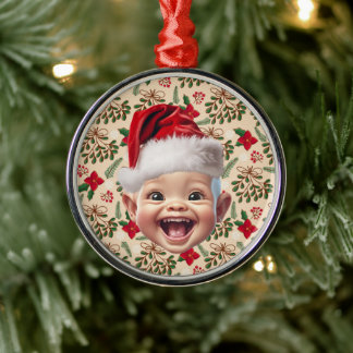 Ornamento De Metal Foto de Natal Personalizada do Primeiro Bebê do Pa