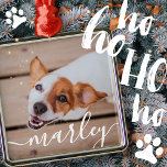 Ornamento De Metal Foto de Pet de Chic Elegante Simples e Moderna<br><div class="desc">Este design simples e clássico é composto por tipografia serif e adiciona uma foto personalizada do seu animal de estimação.</div>
