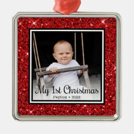 Ornamento De Metal Foto do 1º Natal do Bebê