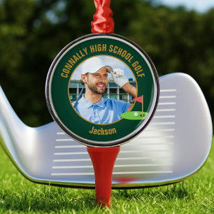 Ornamento De Metal Foto do Golfer Green Gold Equipe de Golfe do Ensin