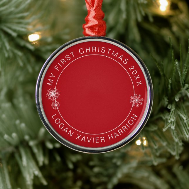 Ornamento De Metal Foto do Primeiro Natal do Bebê (Árvore)