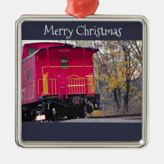 Ornamento De Metal Foto do trem Red Caboose