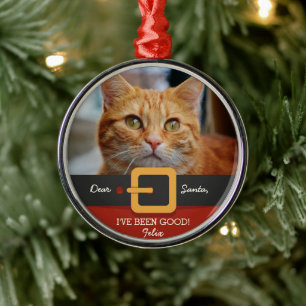 Ornamento De Metal Foto engraçada do gato do papai noel do Natal e