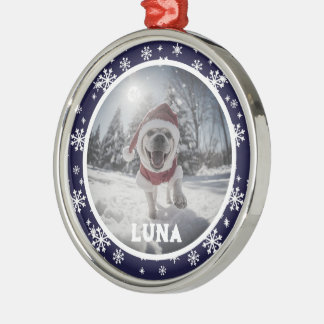 Ornamento De Metal Foto & Nome Personalizado do Cachorro