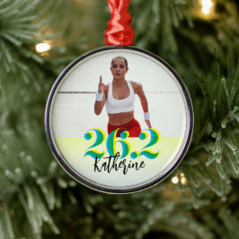 Ornamento De Metal Foto Personalizada 26.2 Maratona Verde