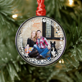 Ornamento De Metal Foto personalizada com estrutura White Berry
