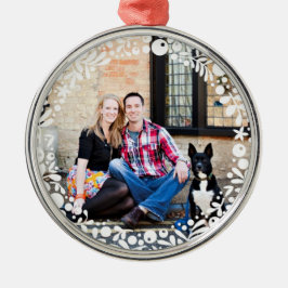 Ornamento De Metal Foto personalizada com estrutura White Berry