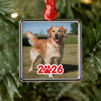 Ornamento De Metal Foto personalizada de 2026 Pet
