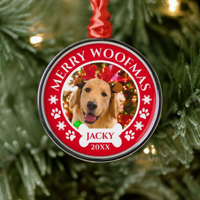 Ornamento De Metal Foto Personalizada De Cão De Pet De Natal Da feliz (Árvore)