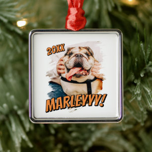Ornamento De Metal Foto personalizada de Pet personalizada do Modern