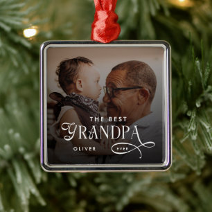 Ornamento De Metal Foto Personalizada do Melhor Avô Moderno de Sempre