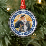 Ornamento De Metal Foto personalizada do melhor avô moderno estrela d<br><div class="desc">Este design simples e clássico é composto por tipografia serif e adiciona uma foto personalizada.</div>