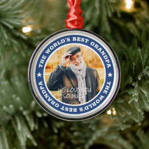 Ornamento De Metal Foto personalizada do melhor avô moderno estrela d