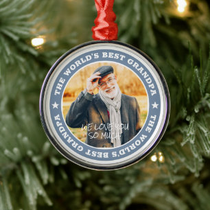 Ornamento De Metal Foto personalizada do melhor avô moderno estrela d