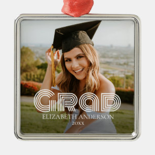 Ornamento De Metal Foto Personalizada do Script do Formando 2025