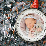 Ornamento De Metal Foto Personalizada Moderna do Simples Batismo Foto<br><div class="desc">Este design simples e clássico é composto por tipografia serif e adiciona uma foto personalizada. "Meu Santo Batismo" circula a foto do seu bebê,  filho,  etc</div>