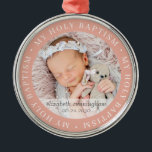 Ornamento De Metal Foto Personalizada Moderna do Simples Batismo Foto<br><div class="desc">Este design simples e clássico é composto por tipografia serif e adiciona uma foto personalizada. "Meu Santo Batismo" circula a foto do seu bebê,  filho,  etc</div>