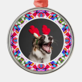 Ornamento De Metal Foto Personalizada Natal Mãe Pai Cachorro Colorido