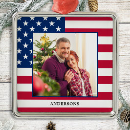 Ornamento De Metal Foto personalizada patriótica Natal americano
