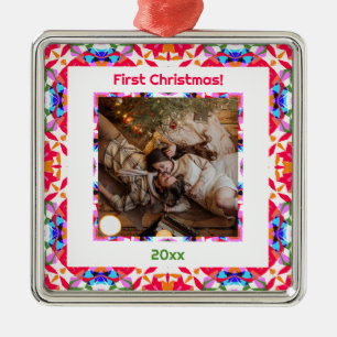 Ornamento De Metal Foto Personalizada Primeira Semana de Natal Nova P