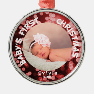Ornamento De Metal Foto personalizada primeiro Natal do bebê