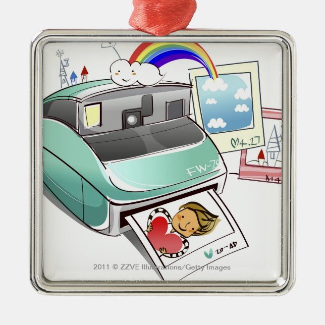 Ornamento De Metal Fotografia que sai de uma câmera imediata (Frente)