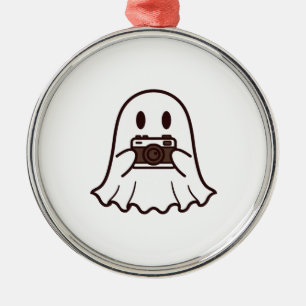 Ornamento De Metal Fotógrafo Fantasma de Halloween Fofo